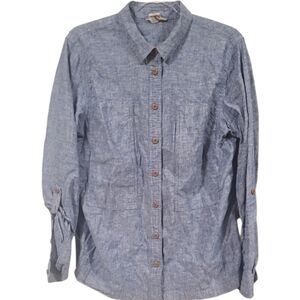 Women's Artisan Hemp Shirt Duluth Trading Co Blue Hemp Blend Shirt sz L